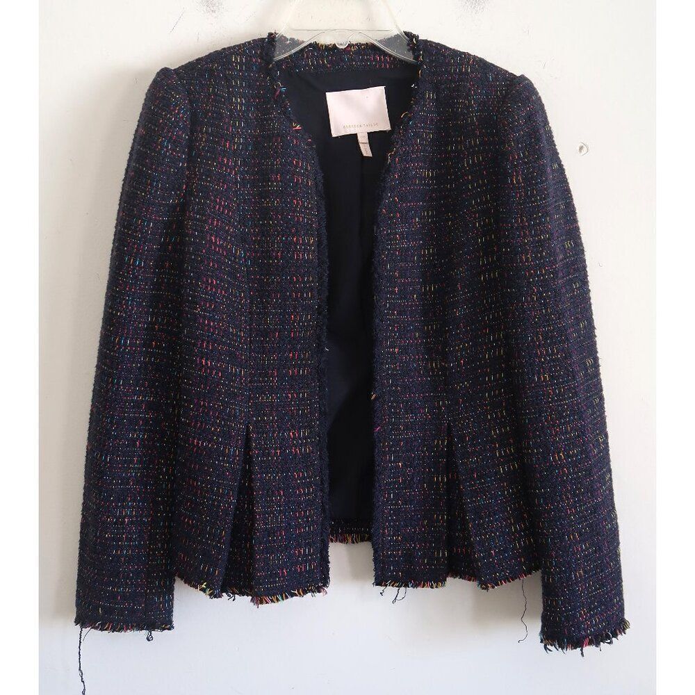 Rebecaa Taylor Navy Blue Cropped Peplum Jacket - Size 00